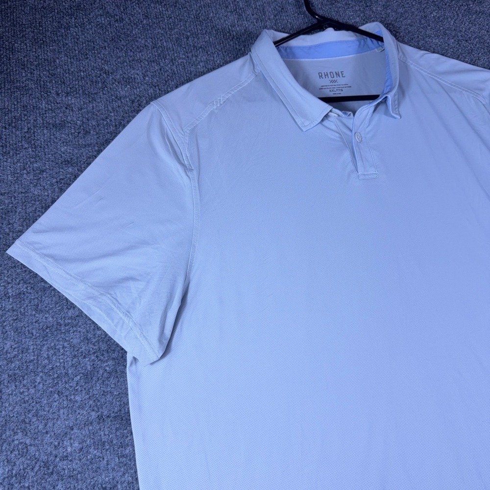 Rhone Delta Pique Polo Mens XXL Light Blue Golf Performance Stretch